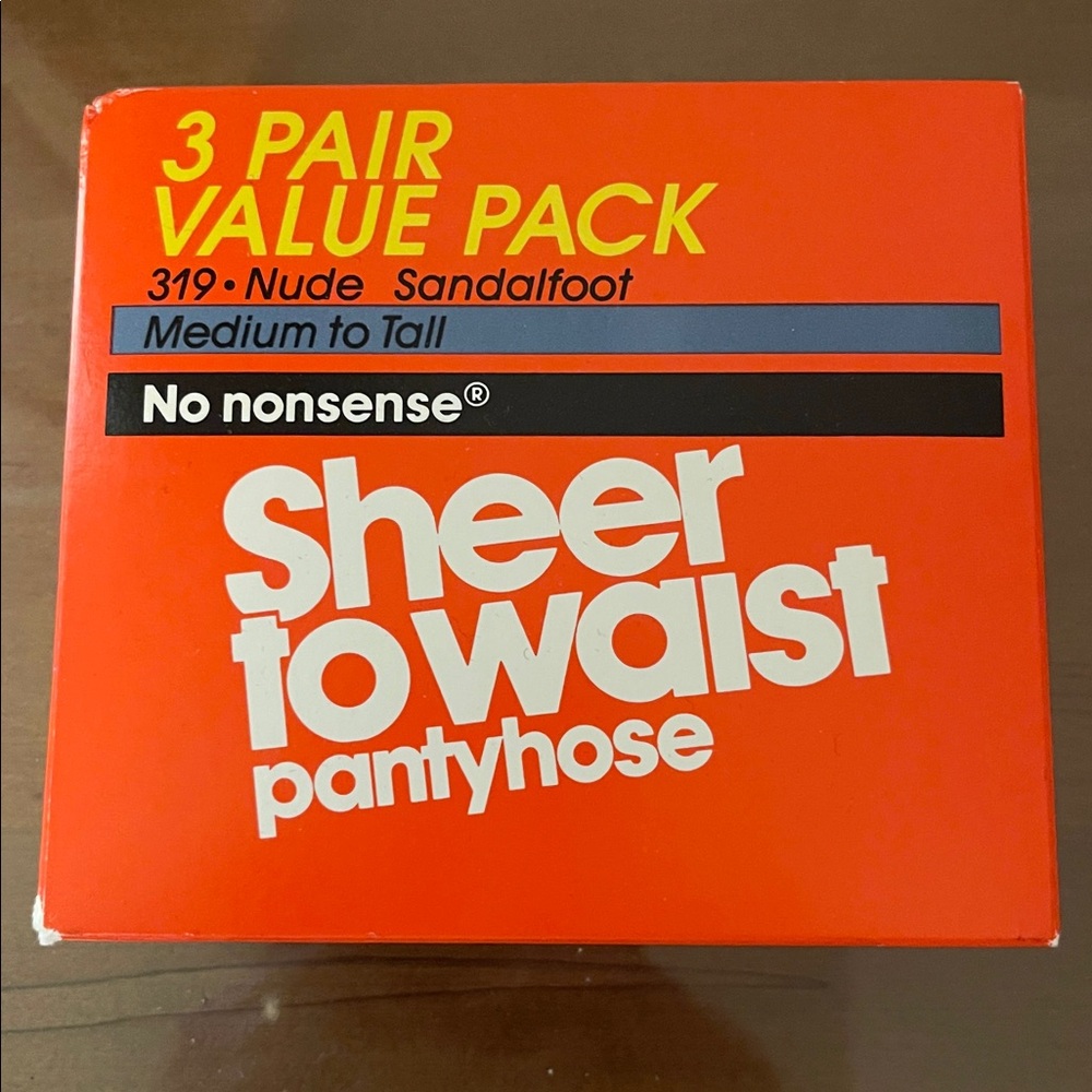 Vintage no nonsense 3 pair pack sheer to waist pantyhose sheer toe nude med/tall